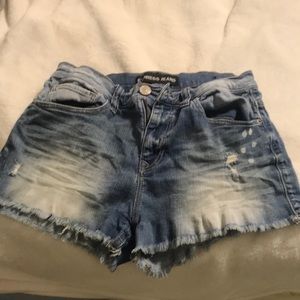 Distressed jean shorts